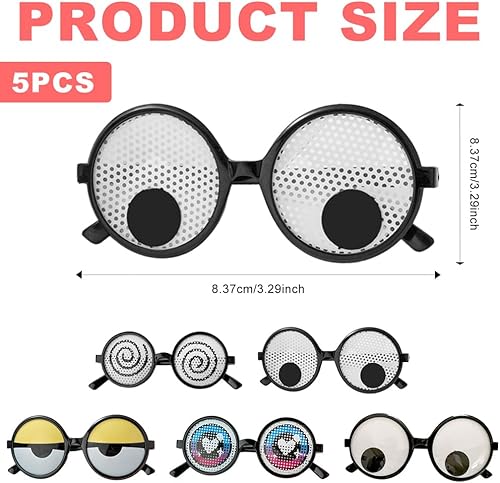 BRTNUP Lot de 5 lunettes amusantes avec yeux mobiles - Pour adultes et enfants - Accessoires photo amusants pour Halloween, fêtes costumées et événements - Nail Gallerys