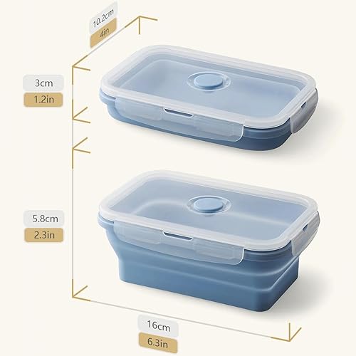 JUVEL 3 packs Récipients Pliables en Silicone Support Pliable conteneurs de Stockage de Nourriture Silicone Pliable Multicolore Alimentaires en pour Le Camping, la randonnée (1200ML) - Nail Gallerys