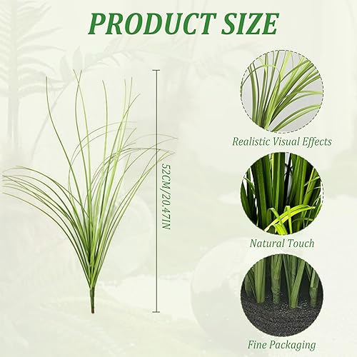 BAKENLON 24 Herbes Artificielle, 52cm Plastique Artificiel Herbe de blé, UV Résistant Arbustes Artificiels Tiges de Verdure Fausse Verte Plante pour Décoration Intérieure et Extérieure - Nail Gallerys