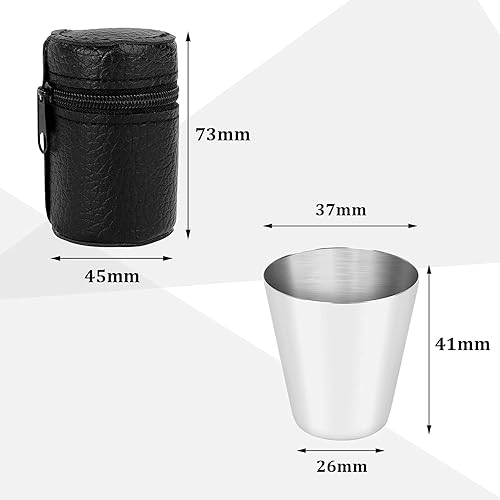 MINISOISO 12 Pièces 30ML Gobelets en Acier Inoxydable, Verres à Shot Inox, Tasses en Acier Inoxydable Gobelets à Liqueur en Métal avec Sac en Cuir pour Voyage, Fête, Barbecue Extérieur, Camping - Nail Gallerys