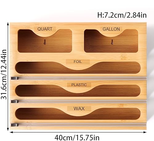 Générique Wooden Wrap Storage Holder, Aluminum Foil Dispenser, 5IN1 Wax Paper Foil Dispenser for Kitchen Organization, Restaurant and Cafe Use, 15.75x12.44x2.83 inch - Nail Gallerys