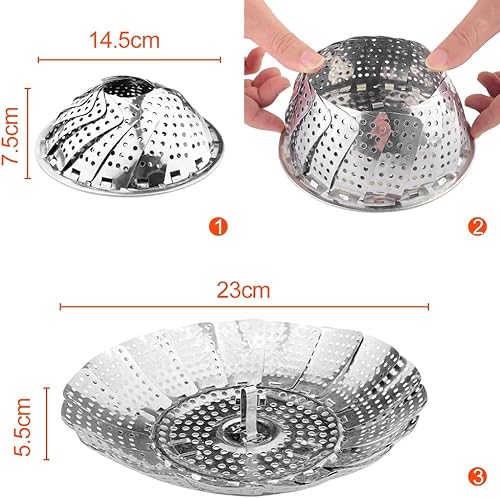 Avesteir panier à vapeur de légumes, cuit vapeur en Acier Inoxydable, Pliable Panier Vapeur De Qualité Alimentaire avec Pieds Antidérapants, Ajustable panier de fruits pour Cuire Légumes, Aliments - Nail Gallerys