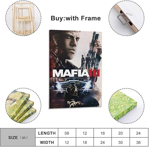 UWASCISF Poster décoratif sur toile Game Mafia 3 - Impression d'art moderne pour chambre à coucher - 20 x 30 cm - Nail Gallerys