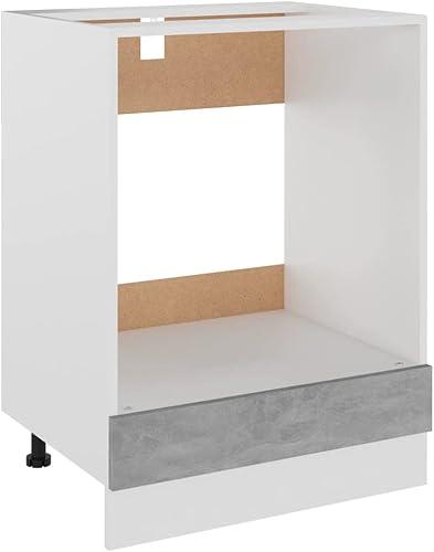 vidaXL Armoire à Four Placard Armoire de Rangement Meuble de Cuisine avec 1 Etagère Maison Intérieur Gris Béton 60x46x81,5 cm Aggloméré - Nail Gallerys