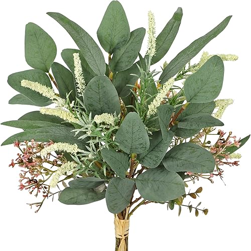 Arborus Branches artificielles d'eucalyptus - 48 cm - Bouquet de fleurs artificielles violettes - Fleurs artificielles - Branches - Vase de table - Décoration de mariage - Bouquet de mariée - Nail Gallerys
