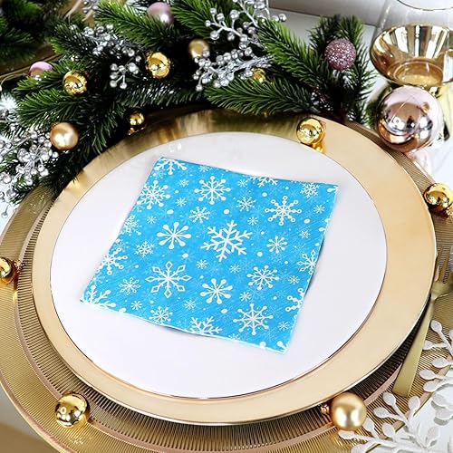 Lot de 20 serviettes en papier pour décoration de table Motif flocons de neige blancs 33 x 33 cm - Nail Gallerys