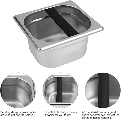 Récipient de boîte de Frappe d'espresso d'acier Inoxydable avec la Barre en Caoutchouc pour la Machine à café (L) - Nail Gallerys