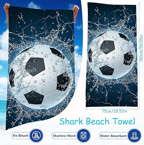 QNUOXEP Serviette De Bain Football, Football Serviette De Plage, Séchage Rapide Grandes Serviette Microfibre Anti Sable pour Plage, Serviette Convient pour la Plage, Sport, Voyages, Sauna, Piscine - Nail Gallerys