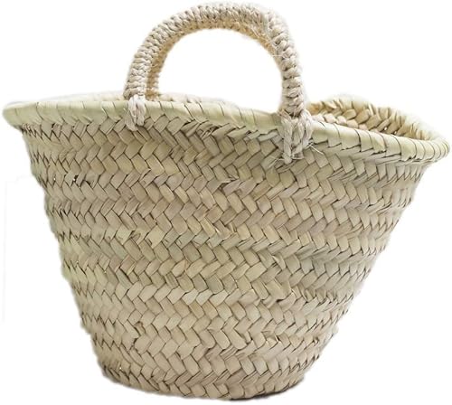Desconocido Landau de Palma enfant, avec anse courte de Tampico. Panier ou sac de rangement en osier de fibres naturelles. Env. 23 x 20 x 17 cm - Nail Gallerys