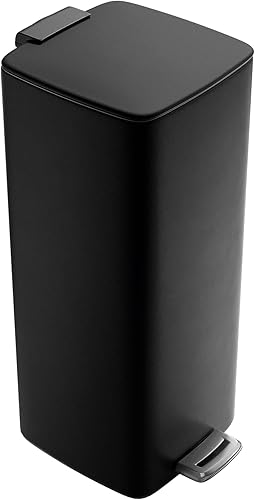 Amig - Poubelle à pédale 30 litres Mod. Artvin - Finition chromée - Ouverture hygiénique sans contact - 27 x 36 x 65 cm - Acier inoxydable chromé - Poubelle de cuisine avec couvercle hermétique - Nail Gallerys