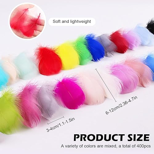 GIDWRIY 400 Pièces Plumes Colorées,Plumes Naturelles Loisirs Creatifs,Plume Decoration,Plumes Bricolage Enfant,Plumes Artisanat,Plumes Multicolores pour Fabrication Bijoux,Attrape-Rêves,Deco(6-12 cm) - Nail Gallerys