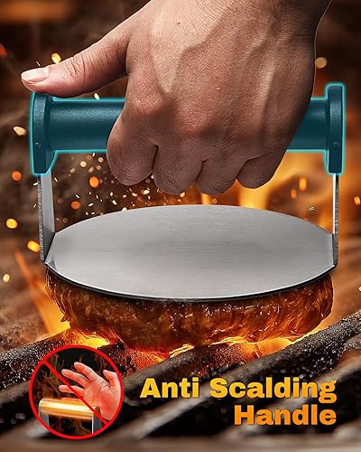 BS-VOG Presse Steak Haché en Acier Inoxydable 6 Pouces, Smashed Burger avec Poignée Résistante à la Chaleur et Renforcée, Presse Robuste pour Cuisson et Barbecue, Outil Professionnel pour Griller - Nail Gallerys