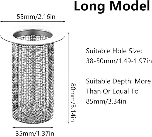 Lot de 2 attrape-cheveux en acier inoxydable pour baignoire, douche, évier de cuisine, salle de bain (40 mm) - Nail Gallerys