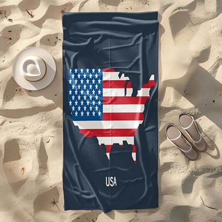 KLJFIGUT Serviette de Plage 70x150 cm Drapeau américain 3D Imprimé Serviette de Bain en Microfibre, Légère Drap de Plage Séchage Rapide Anti-Sable pour Piscine Voyage Camping - Nail Gallerys