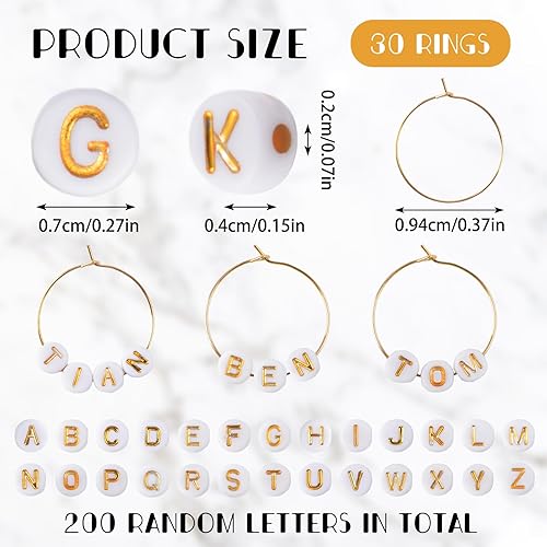 URROMA lettre verre à vin charme, 200 lettres aléatoires perles rondes personnalisé identifiant de boisson pour cocktail de vin champagne dégustation Party - Nail Gallerys