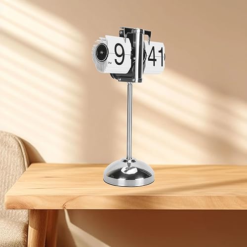 Horloge de Bureau Rétro à Rabat, Mécanique Vintage, Facile à Lire, Alimentée par Batterie, Hauteur Réglable, Design Minimaliste Classique pour Le Salon, Le Bureau (White) - Nail Gallerys