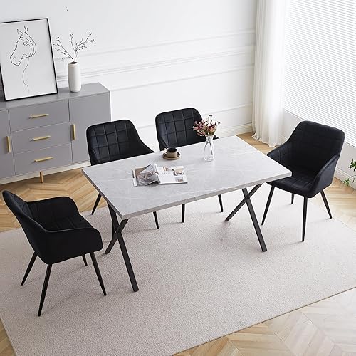 CLIPOP Lot de 2 Chaises de Salle à Manger en Velours, Chaises de Cuisine avec Dossier et Pieds en Métal (2, Bleu) - Nail Gallerys