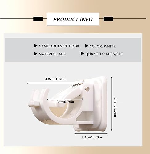 ROMOLY Lot de 2 Supports muraux Autocollants pour tringles à Rideaux, Support Tringle Rideaux sans Percage,Accroche Tringle Rideau sans Percage, pour Tringle de Moins de 2.2 cm Diamètre - Nail Gallerys