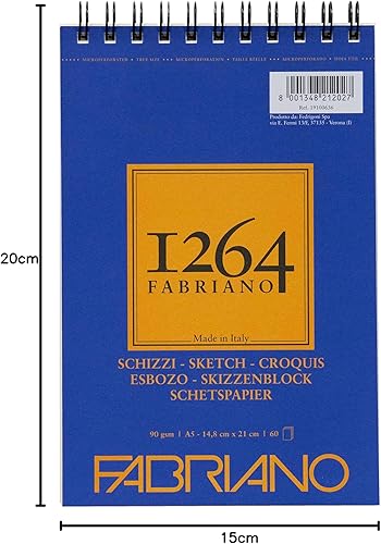 Honsell 19100636 Fabriano Schizzi 1264 Bloc de 60 feuilles de papier à croquis en blanc ivoire 90 g/m² - Nail Gallerys