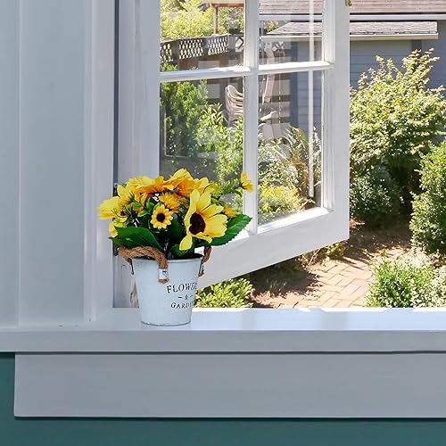 Relaxdays Tournesols artificiels en Pot, lot Pratique de 3 Pots décoratifs, détails réalistes, Multicolores - Nail Gallerys