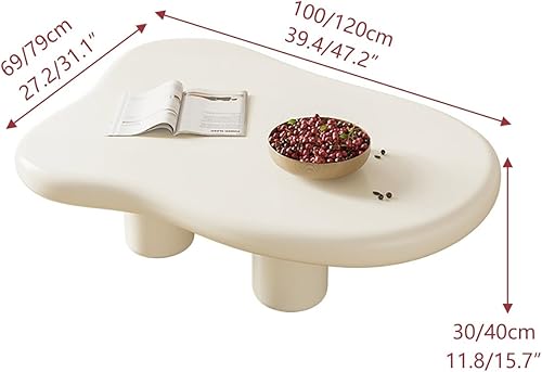 Table Basse Nuage Mignonne, Table Basse Irrégulière, Table Basse Nuage Blanc crème, Table Basse Pour Salon Moderne, Table Salon, Petite Table D'appoint, Table De Rangement Pour Salon À quatre pattes(W - Nail Gallerys