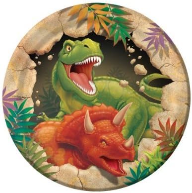 BIGIEMME Assiettes Rondes pour fêtes d'anniversaire ou à thème. Dinosaures, Ø 18 cm - Nail Gallerys