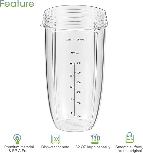 Replacement Parts 32oz Blender Cups (2 Packs) Replacement Blender Cups Compatible with NutriBullet 600w and 900w Blender - Nail Gallerys