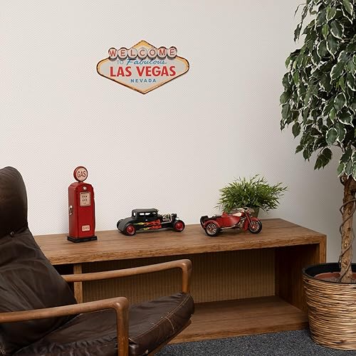 Moritz Plaque métallique Welcome Las Vegas Nevada 49 x 27 cm Vintage Rétro Nostalgie Décoration en métal gaufré Plaque métallique - Nail Gallerys