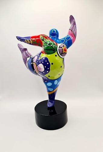 Laure TERRIER Sculpture Ronde et colorée Femme Nana Danseuse, en résine. Hauteur 28 centimètres avec Le Socle - Nail Gallerys