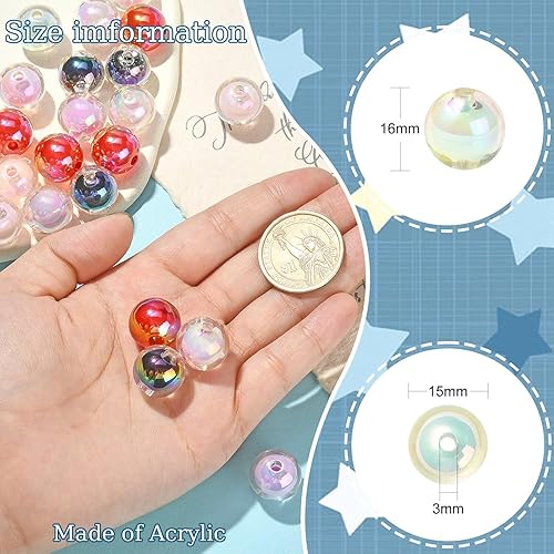 Stiesy 100pcs perles rondes plates Europe acrylique perles colorées macrame grand trou rondelle perles transparentes espacées perles en vrac pour bricolage fabrication artisanale de bijoux - Nail Gallerys