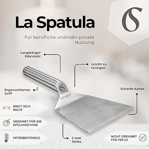 Cussaggia Spatule Plancha Accessoire Barbecue Gaz - Smash Burger - Ustensiles De Cuisine Inox - Accessoires Brasero Grille Exterieur - Spatules Metal Pour Planche Rectangulaire Hamburger Steak - Nail Gallerys