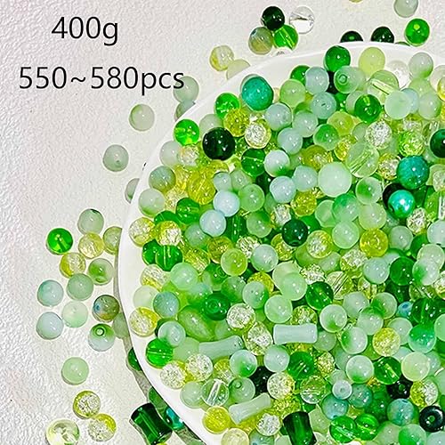 DAHI 400g Perles de Verre Rondes Mélangées pour Bracelet, Colliers et Boucles d'oreilles DIY (Vert) - Nail Gallerys