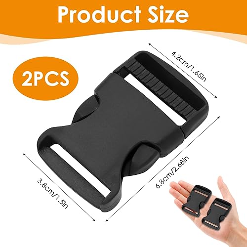 Boucles à Dégagement Rapide en Plastique Robuste, Lot de 2, Largeur de Sangle 38mm, Facile à Utiliser Sans Couture, Idéal pour Sacs à Dos, Ceintures, Colliers pour Animaux, Housses de Bateau - Noir - Nail Gallerys