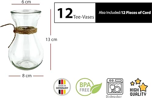 casavetro Lot de 12 vases à thé en verre transparent - Décoration de table de mariage et de fête - Nail Gallerys