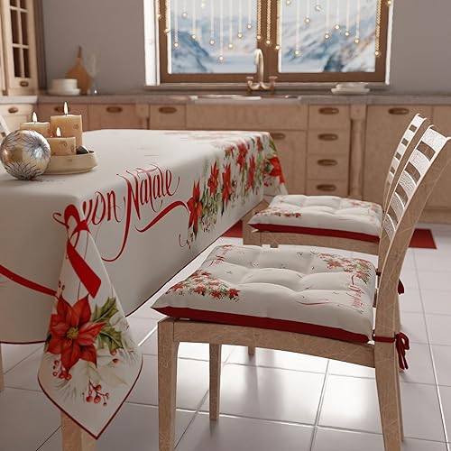 PETTI Artigiani Italiani - Lot de 6 Galettes de Chaise de Noël 40x40cm, Coussins de Chaises pour Intérieur et Extérieur avec Attaches, Décoration de Noël, 100% Made in Italy - Nail Gallerys