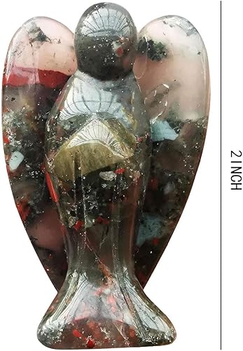 VIVIIHOO Mini Angel Gemstone, Deco Angel Small, Guardian Angel Glass et Hand Flatterer Angel - 5cm Nature Africa Bloodstone Figure, Angel Aura Quartz - Ange Gardien, Pierre de guérison pour Tous - Nail Gallerys