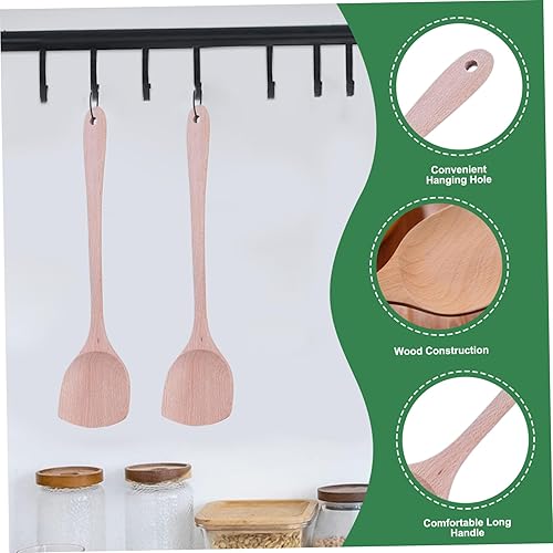 Spatule en bois, spatule à frire plate antiadhésive avec manche longue et trou de suspension, 15, 4x3, 5 Ustensiles de cuisson en bois multifonctionnels lisses pour les ustensiles cuisine cuisine - Nail Gallerys