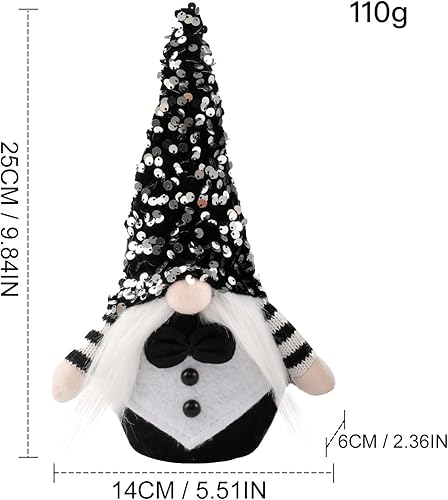 Mariée Époux Robe De Mariée Gnome Décoration Shinning Robe De Mariée Gnome En Peluche Présent Couple Nain Poupée Ornements Décor À La Maison Cadeaux Rangement Pour Feutres Alcool (Black, One Size) - Nail Gallerys