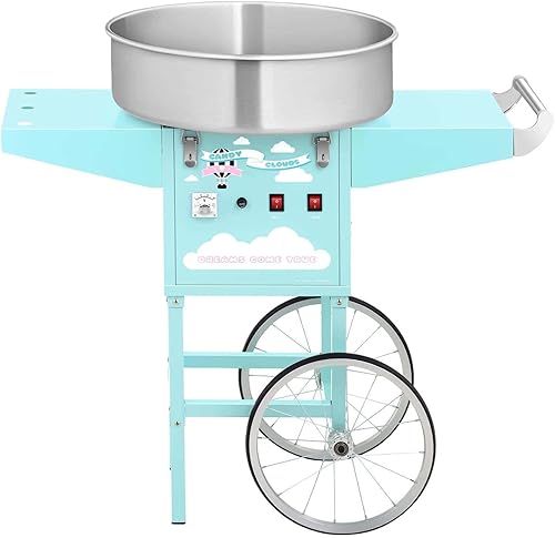 Royal Catering Machine À Barbe À Papa Set RCZK-1200-BG (1200 W, Cuve De 52 Cm, Sur Chariot, Protections Électriques, Acier Inoxydable/Alu, Bâti Turquoise) - Nail Gallerys