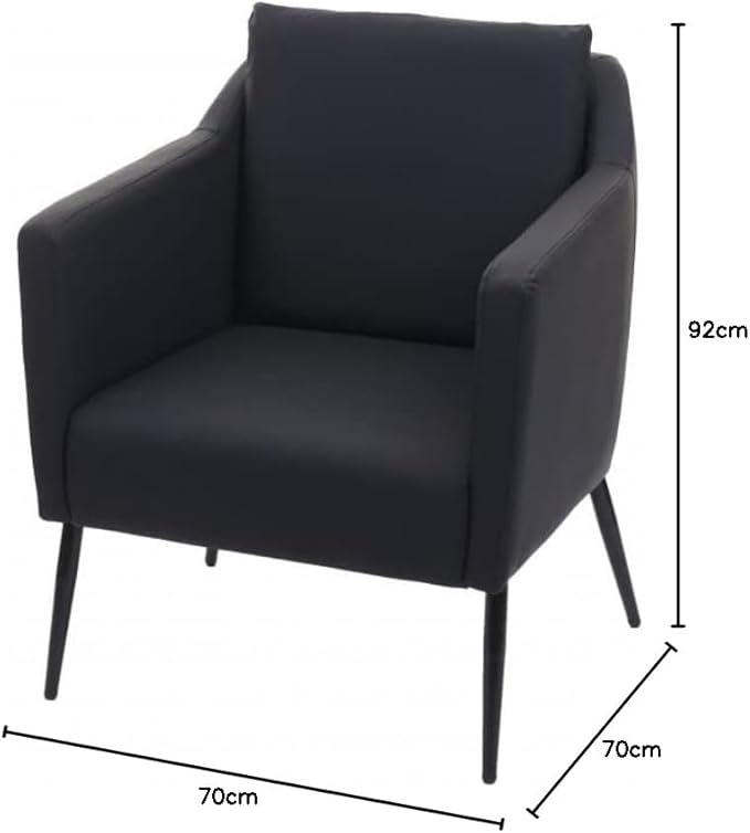 Fauteuil de Salon HWC-H93a, Fauteuil Cocktail Fauteuil Relax Fauteuil - Similicuir Noir - Nail Gallerys