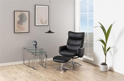 AC Design Furniture Jannis Ensemble de 3 Tables d'appoint en Verre Transparent et Métal Chromé Table Basse 3 Pièces pour le Salon,Ensemble de Tables Basses, Design Moderne, H : 55 x L : 50 x P : 50 cm - Nail Gallerys