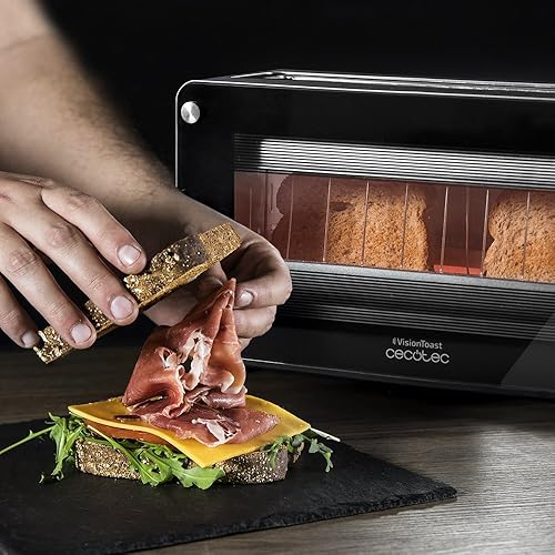 Cecotec Grill-pain VisionToast. Fenêtres en verre, Fente, 7 Niveaux pour Toaster, 3 Fonctions , 7 Positions, Capacité pour 2 tranches et 1260 W. - Nail Gallerys