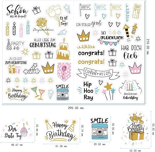 Gommette Anniversaire 4 Pièces 225 Stickers Joyeux Anniversaire, Stickers Scrapbooking Anniversaire, Autocollants pour Livre d'or D'anniversaire Sticker Décoration Aniversaire Autocollants - Nail Gallerys