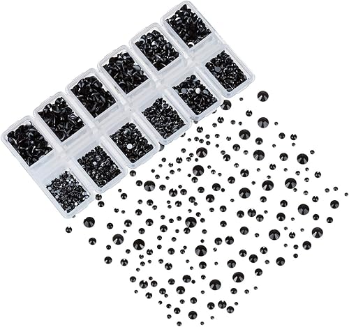 Lot de 4 200 strass à dos plat pour nail art/décorations d’ongles, autocollants en forme de cristaux ronds pour vêtements et loisirs créatifs, de 1,5mm à 4,8mm - 6 tailles Cristal AB - Nail Gallerys