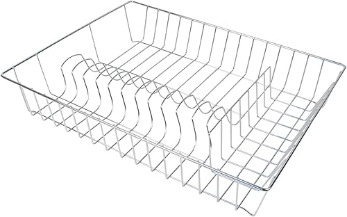 EQUINOX 517603 Egouttoir Vaiselle INOX chromé - Egouttoir à Poser L 43 cm x l 34 cm x H 7.5 cm en Acier Inoxydable chromé - Jusqu'à 12 Assiettes - Nail Gallerys