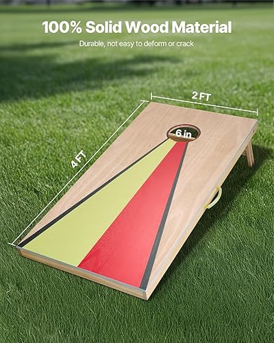 VEVOR Jeu de Cornhole 125,5 x 60 cm, Planche de Jeu de Poche Portable, Babette en Bois Massif, avec 8 Sacs de Haricots et Poignée, pour Intérieur et Extérieur Jardin Arrière-Cour Plage Camping - Nail Gallerys