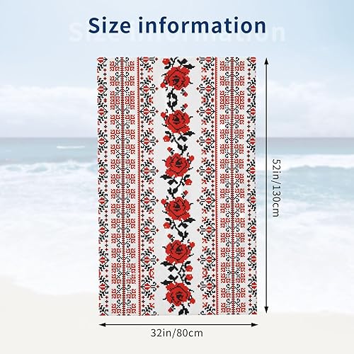JBYJBX Serviettes de plage ukrainiennes à séchage rapide pour adulte - Motif rose - Grande serviette de bain - Cadeau de voyage pour toute occasion - Nail Gallerys