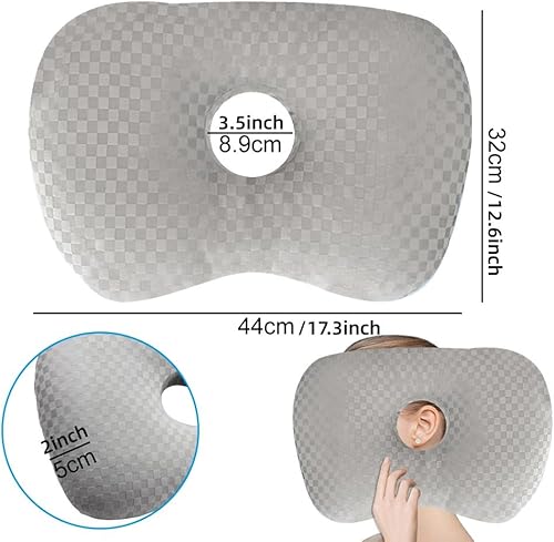 DASIAUTOEM Oreiller avec Trou, Coussin Piercing Oreille, Soulage Douleur des Oreilles pour Les Oreilles Latérales et Le Soulagement de la Douleur - Inflammation des Oreiller - Nail Gallerys