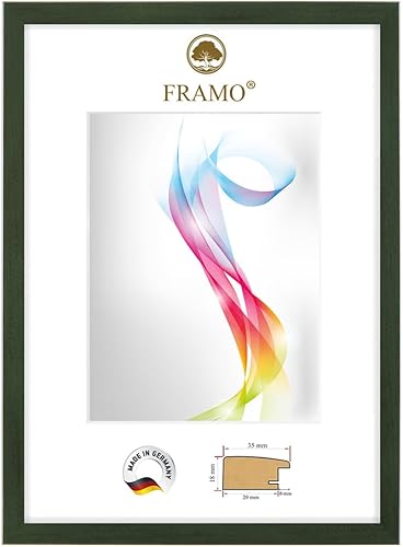 FRAMO Cadre photo en bois 36 x 49 cm (Dimension de l'image) en Vert-essuyé | Taille sélectionnable | Affiches | Puzzle | Collage | Sur mesure | personnalisés - Nail Gallerys