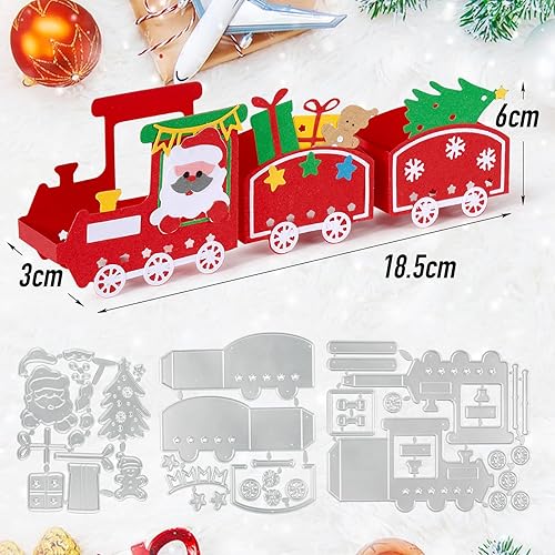 Kit de Noël Matrices de Découpe Scrapbooking Dies Cutting Petit Train Boîte Cadeau Sapin Flocons de Neige Père Noël Pochoirs Ensemble de Matrices Décoration DIY pour Artisanat Fête Anniversaire - Nail Gallerys
